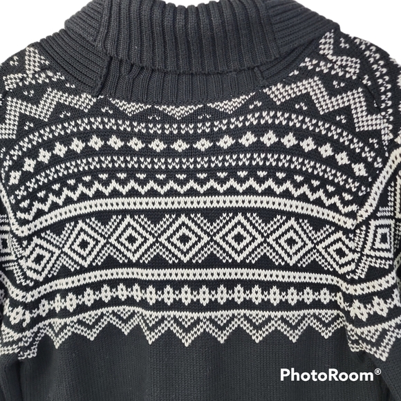 Lauren Ralph Lauren Black Shawl Collar Sweater Women’s Medium Fair Isle - Picture 5 of 5